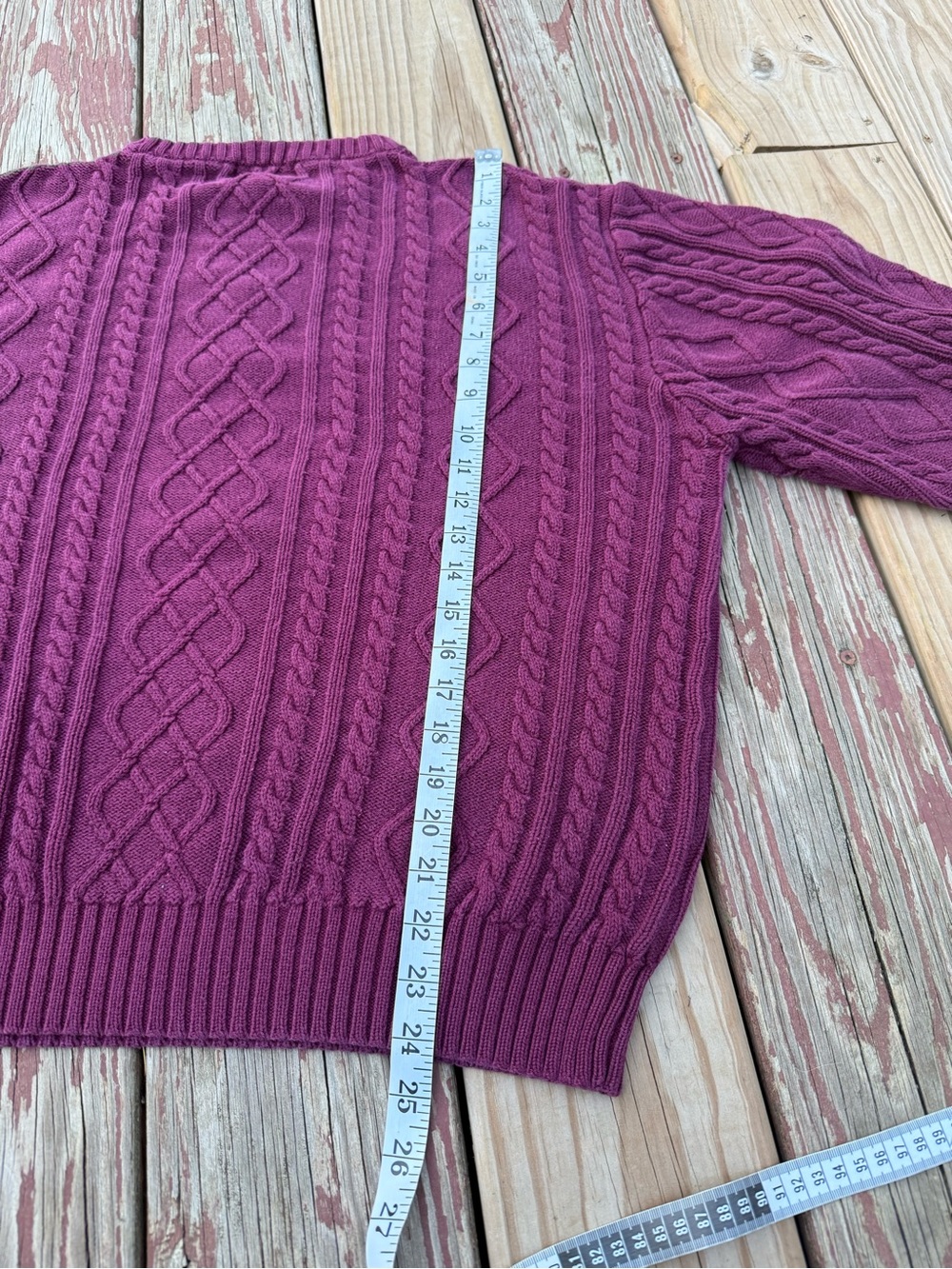 Vintage Pendleton Women's Cable Knit Sweater - Berry - Picture 5 of 5